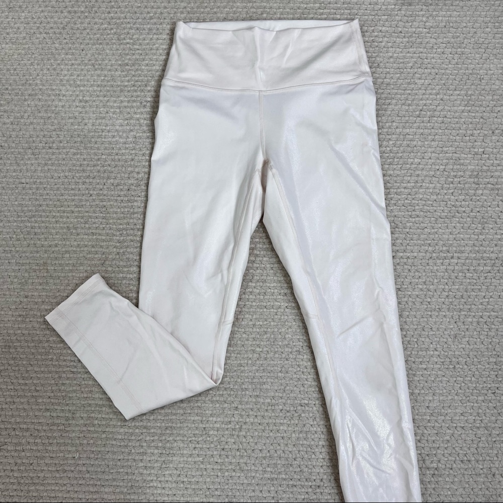 Fabletics - XXS White/Ballet Pink Shimmer Leggings